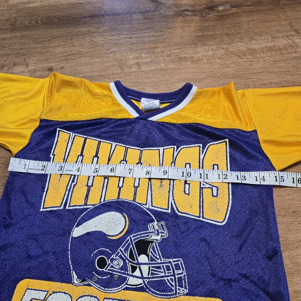 Vintage Vikings Kids Football Shirt - Purple and Yellow Boys 7